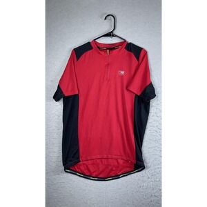 Nishiki Cycling Jersey Mens Large Red Black 1/4 Zip Short Sleeve Bike Shirt